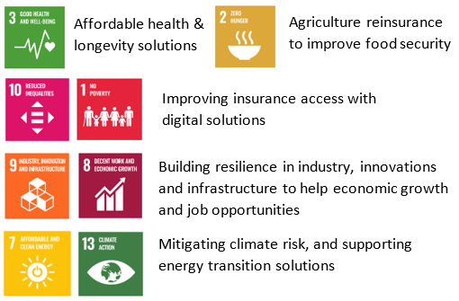 Examples of reinsurers’ contributions to the SDGs